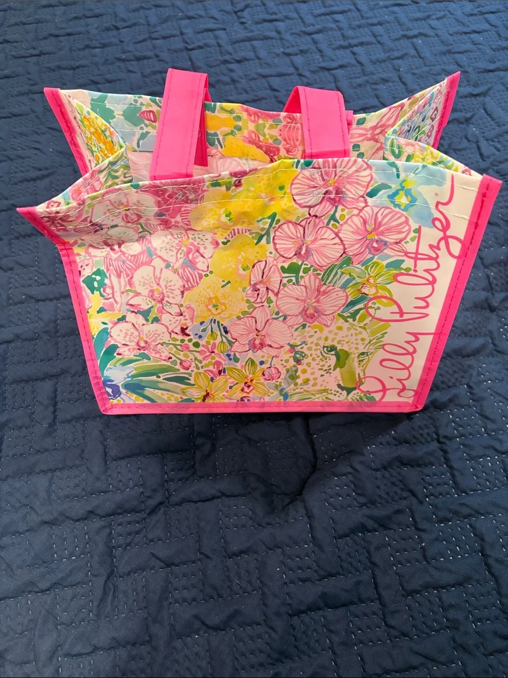 Lilly Pulitzer Pink Floral Tote Shopping Bag